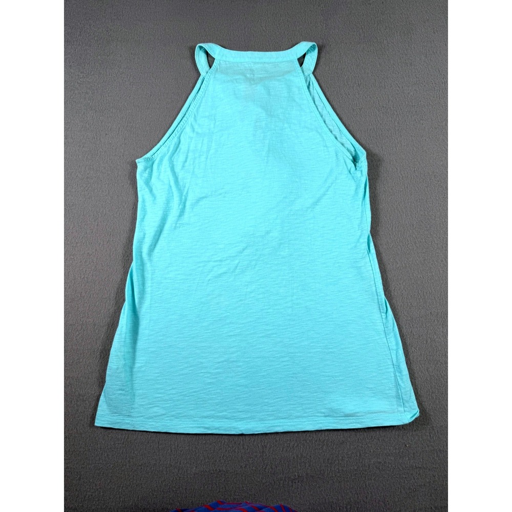 Lilly Pulitzer Aqua Ruffle Halter Tank Top Pima Cotton Small Preppy Vacation - Picture 2 of 7